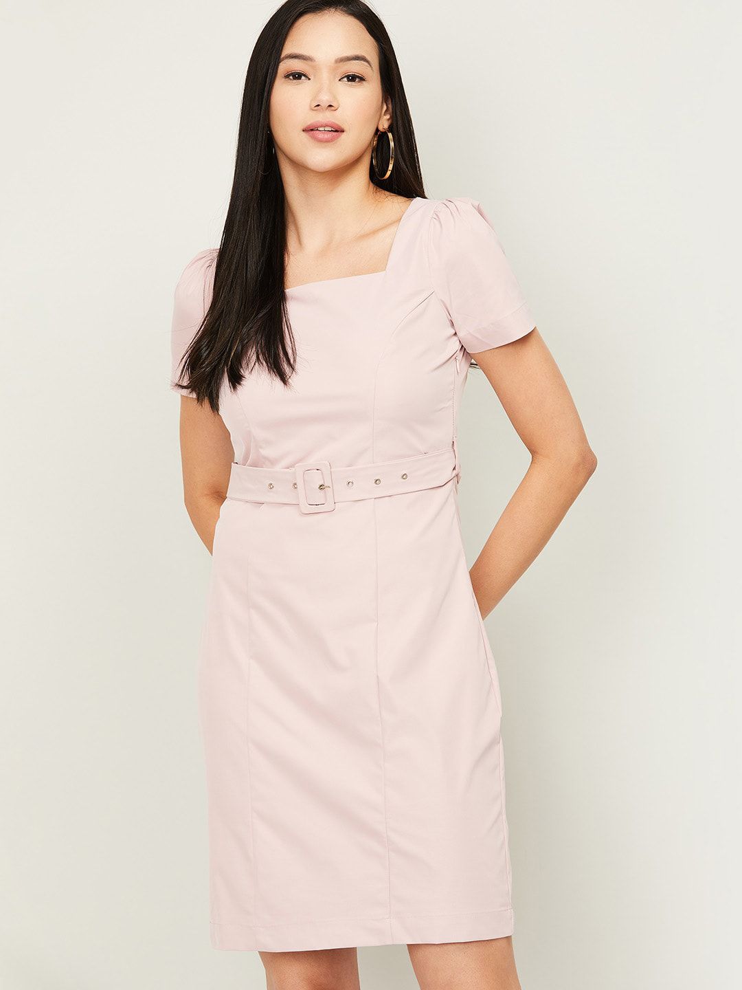 CODE by Lifestyle Pink Solid Sheath Dress Price in India