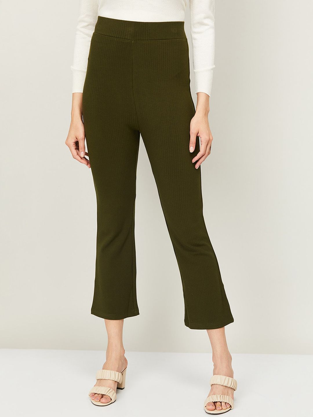 CODE by Lifestyle Women Olive Green Trousers Price in India