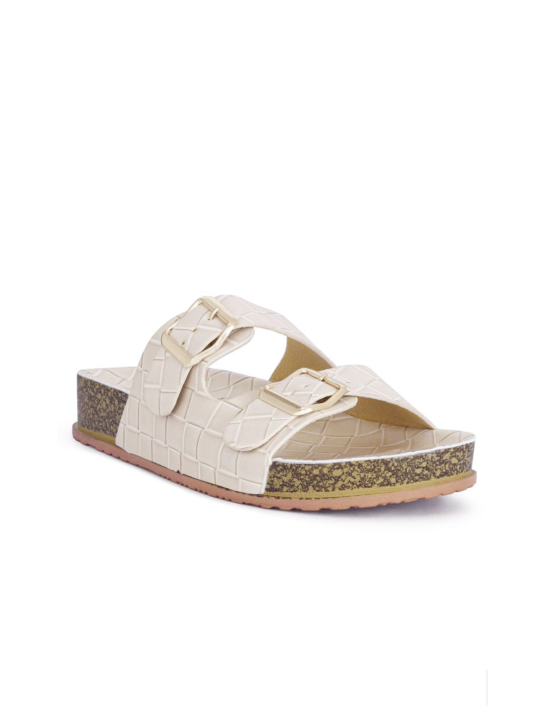 London Rag Beige Flatform Sandals With Buckle Detail Price in India