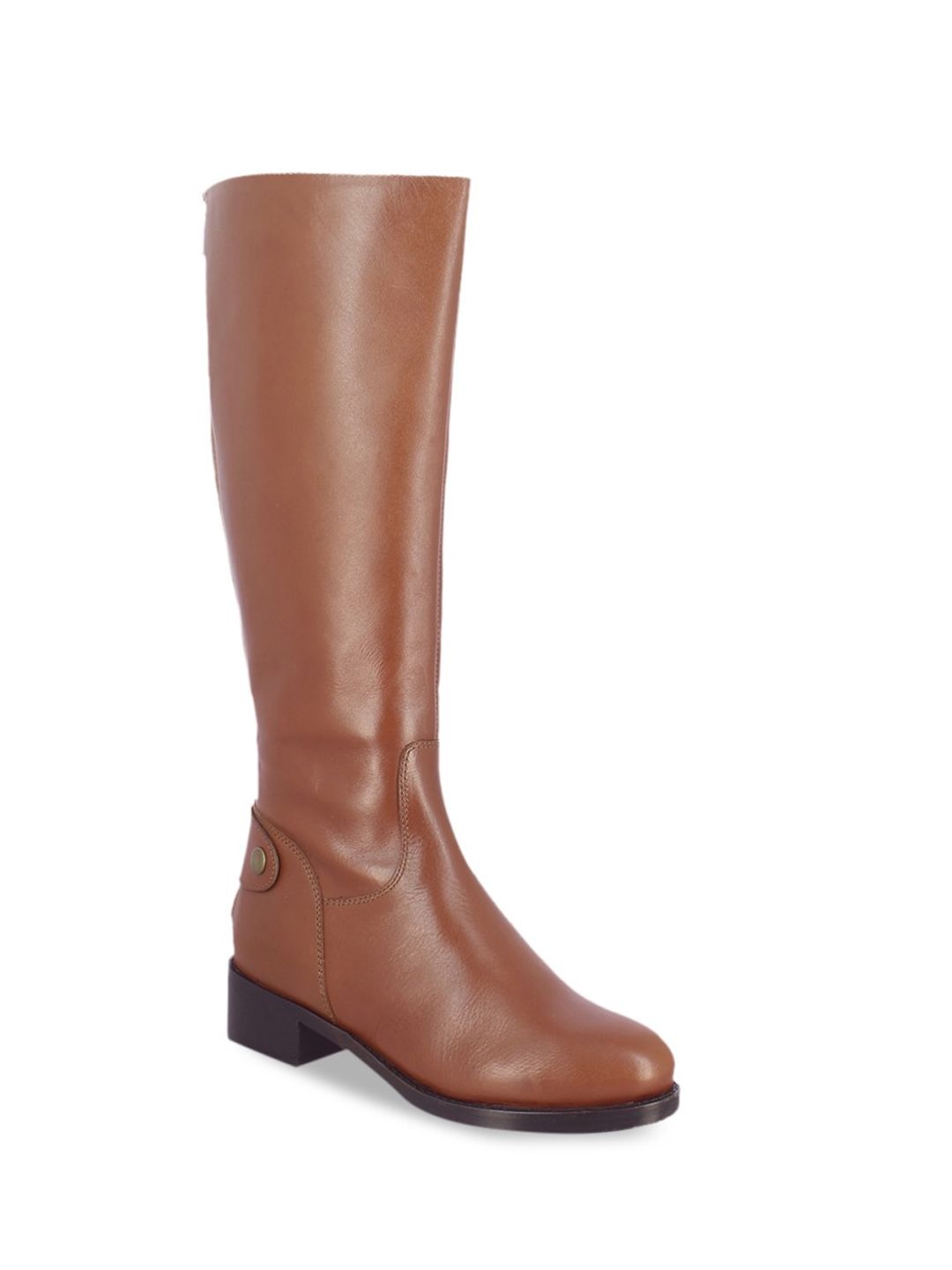 Saint G Tan Brown Leather Block Back Zip Long Boots Price in India