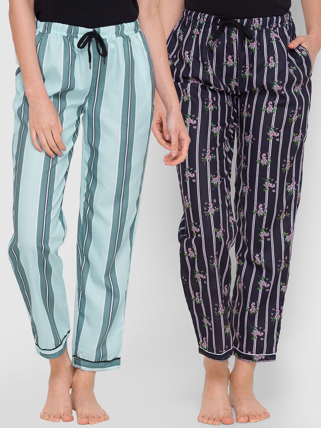 FashionRack Women Pack of 2 Printed Cotton Lounge Pants Price in India