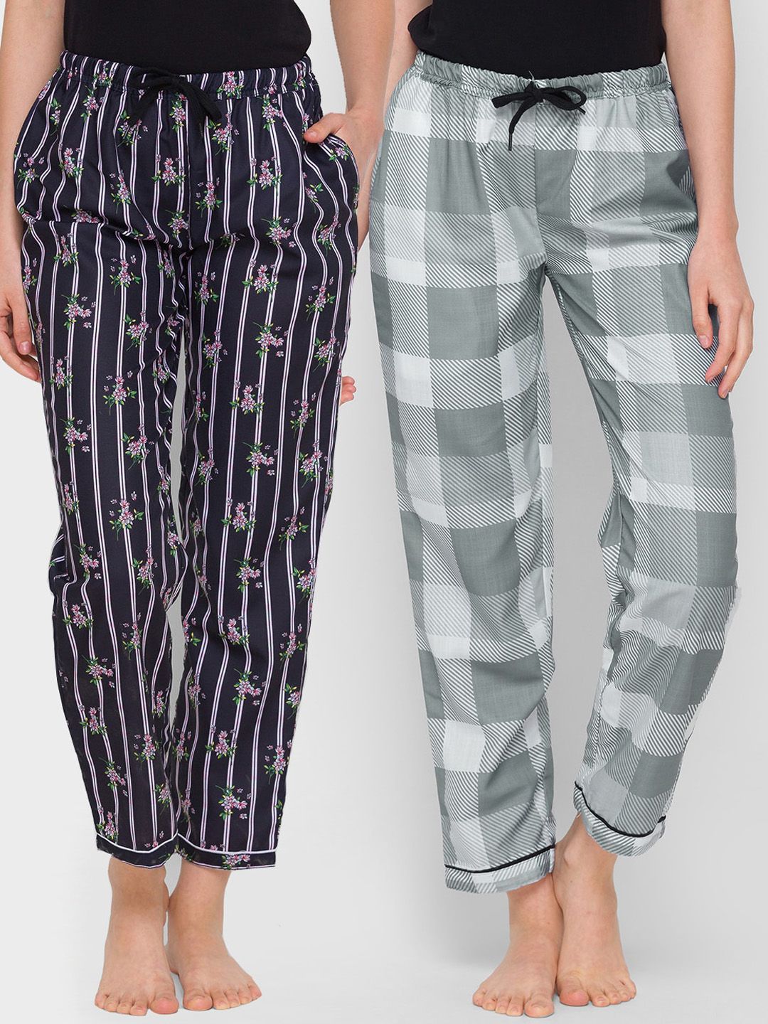 FashionRack Women Pack of 2 Printed Cotton Lounge Pants Price in India