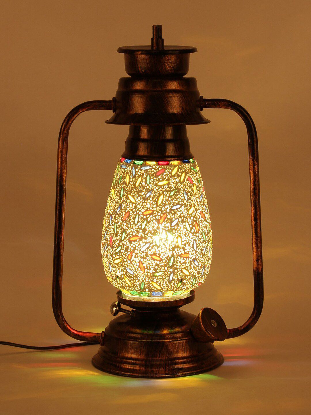 Devansh Multicoloured Mosaic Lantern Table Lamp Price in India