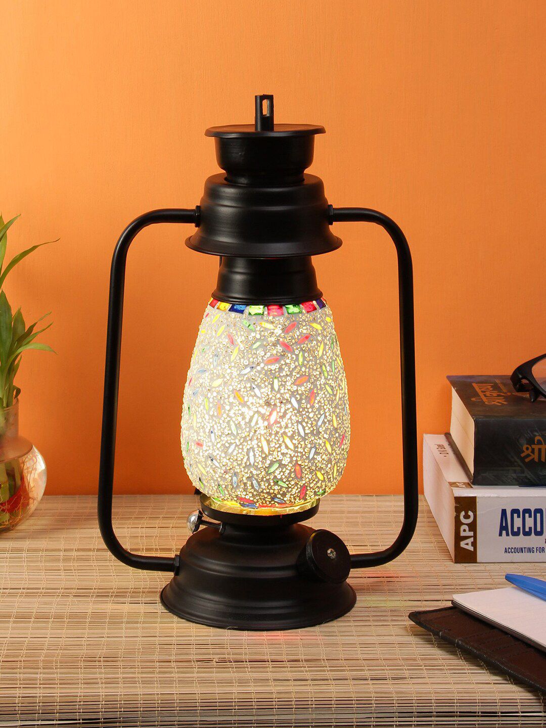 Devansh Multicoloured Mosaic Lantern Table Lamp Price in India