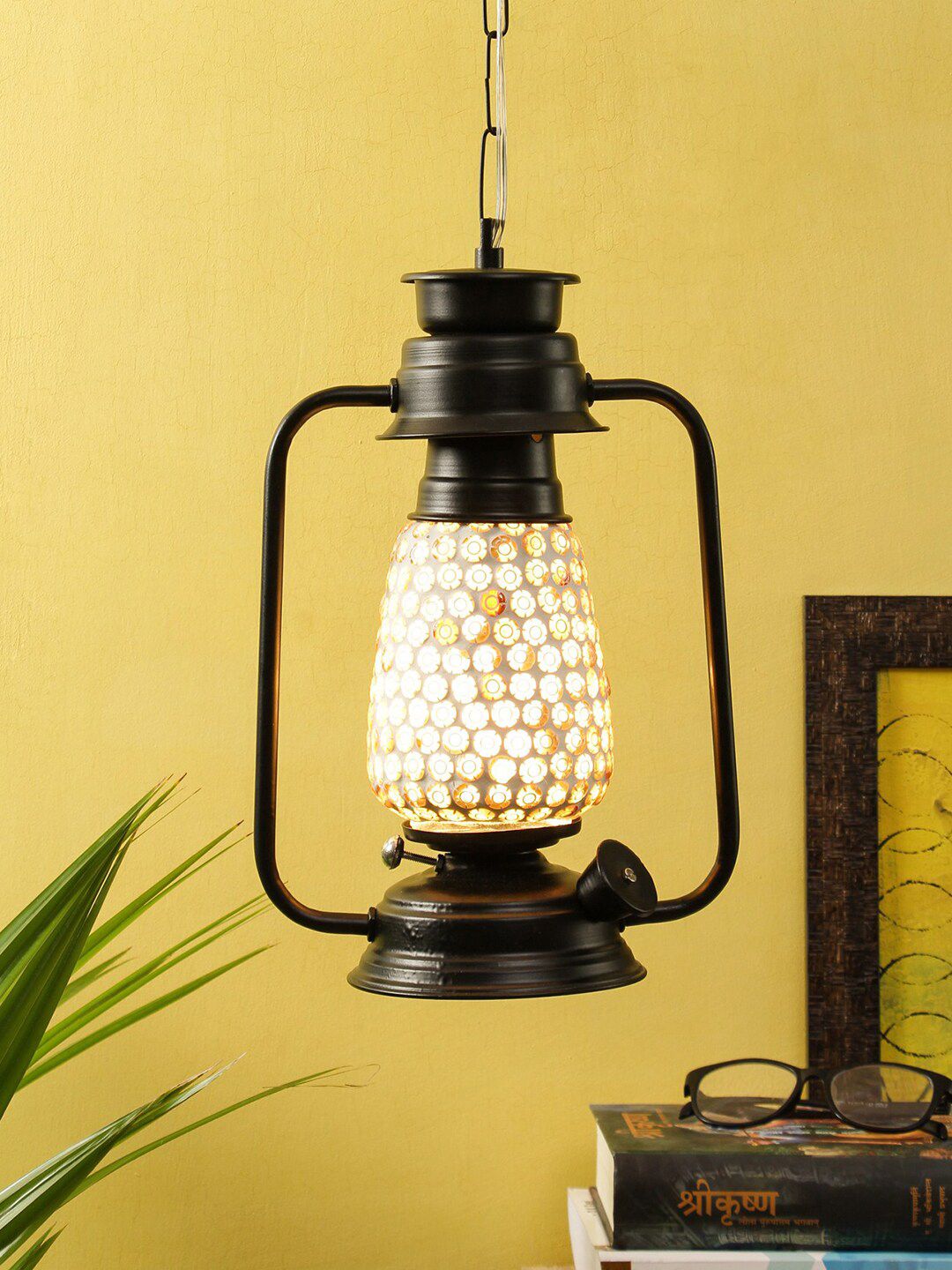 Devansh Multicoloured Mosaic Glass Lantern Ceiling Lamp Price in India