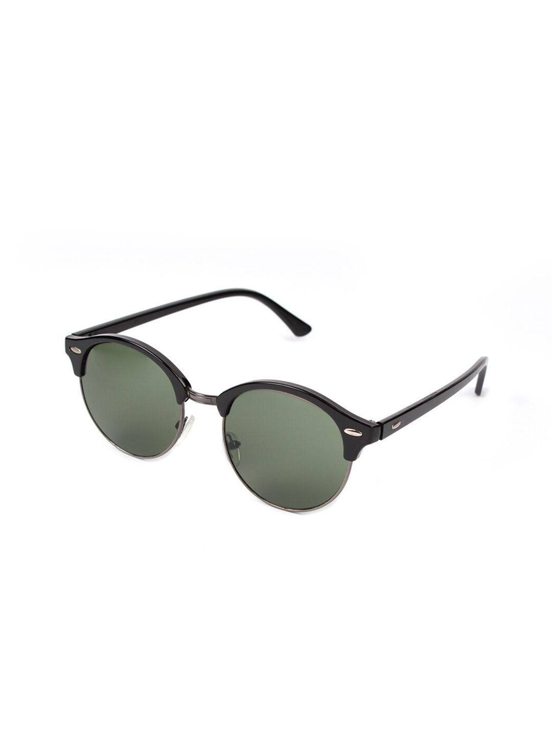 FUZOKU Unisex Green & Black Oval Sunglasses With UV Protected Lens Price in India