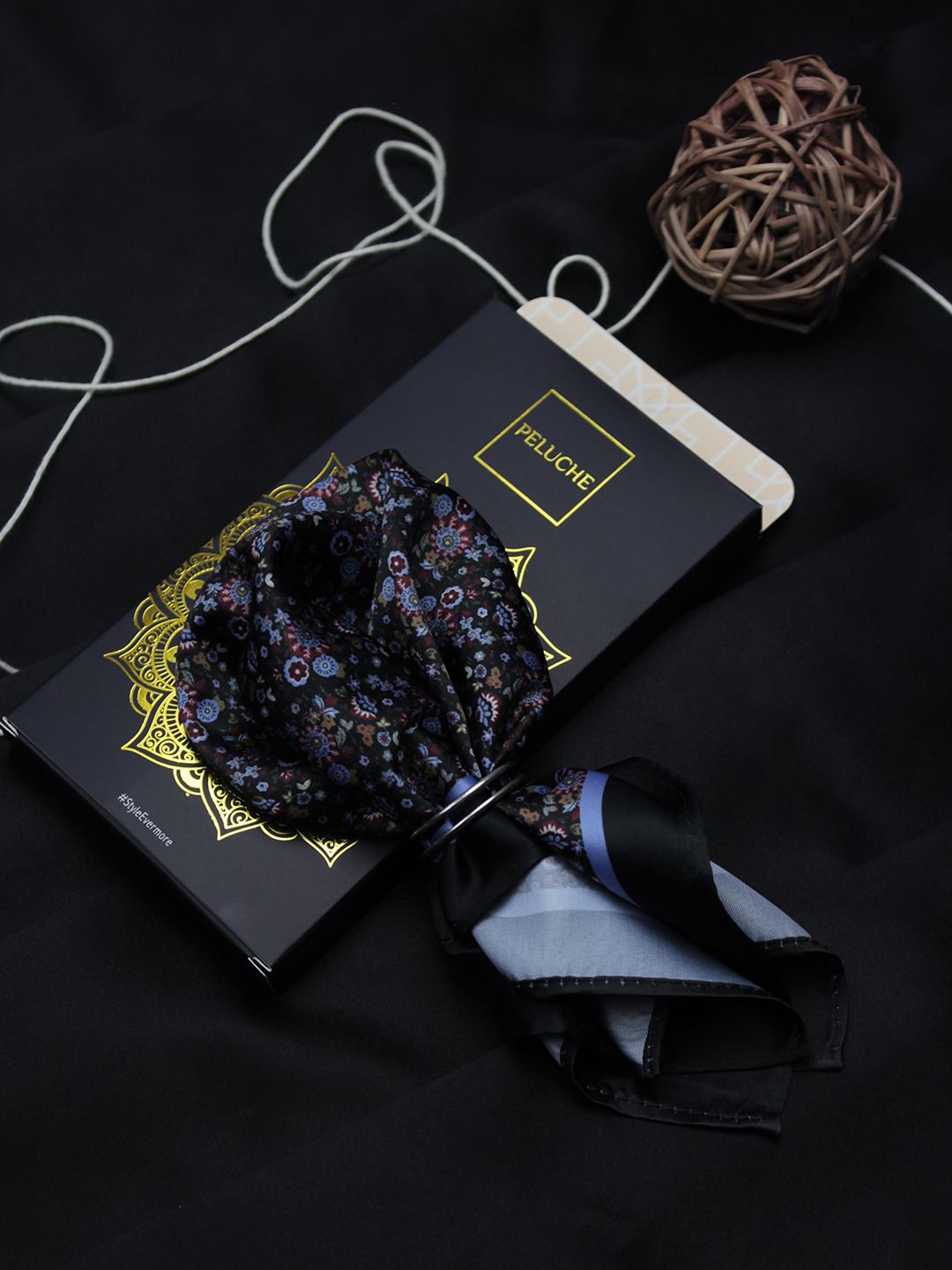 PELUCHE Men Black & Red Printed Pocket Square