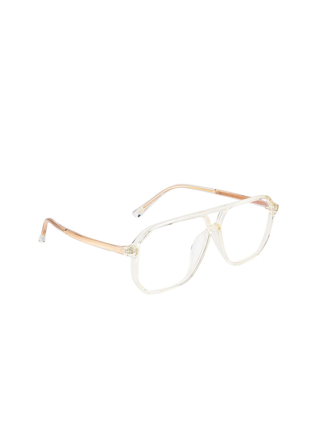 Ted Smith Unisex Transparent & Gold-Toned Blue Light Blocking Computer Aviator Frames Price in India