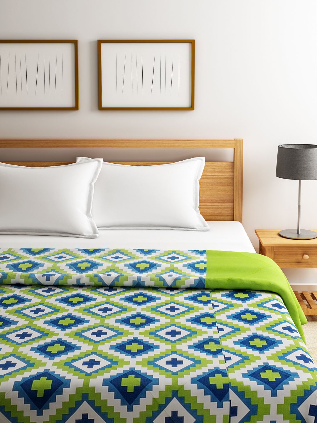 SWAYAM Green Printed AC Double Comforter Price in India