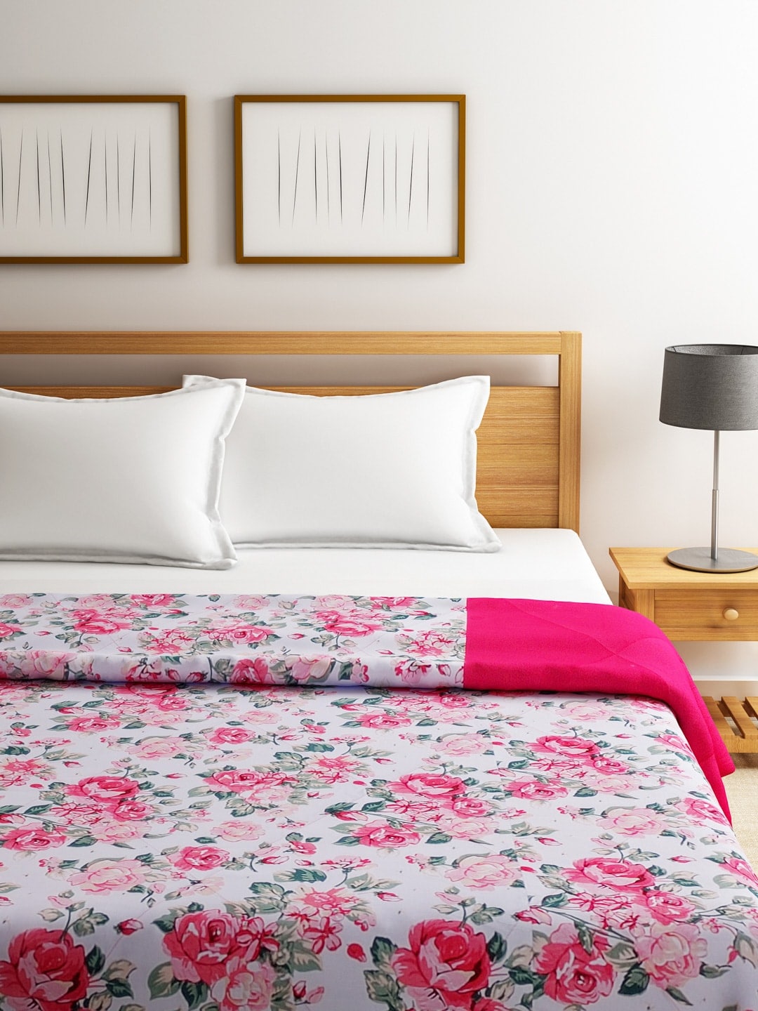 SWAYAM Purple Pink Print AC Double Comforter Price in India