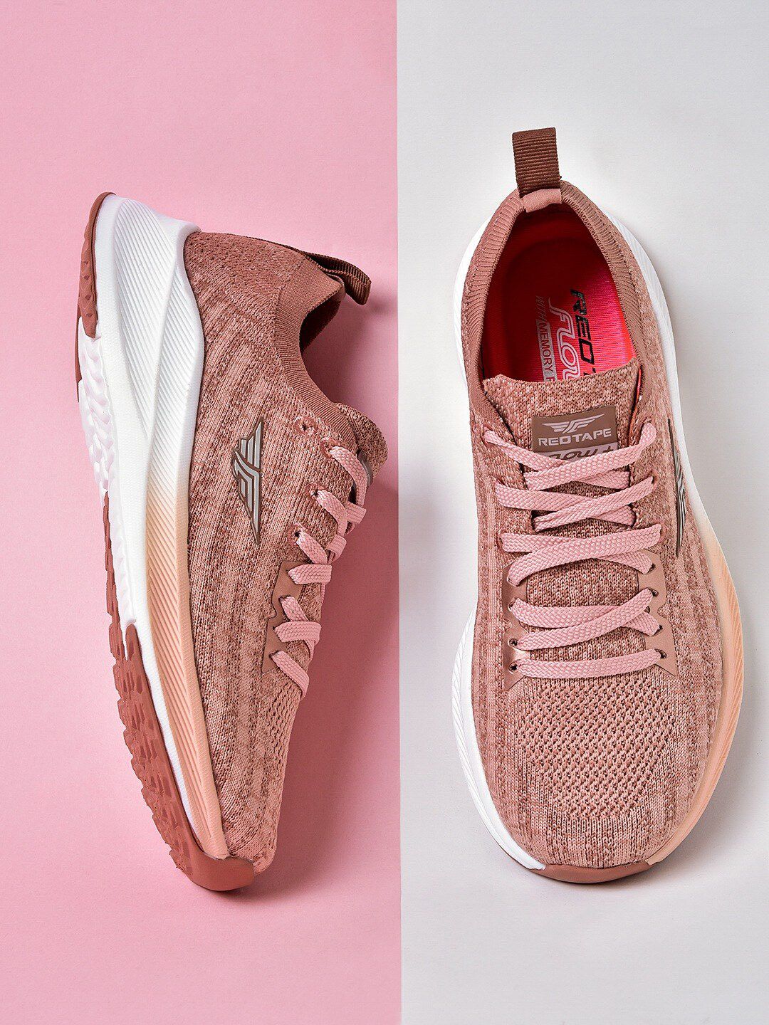 Red Tape Women Peach-Coloured Mesh Walking Sports Shoes Price in India