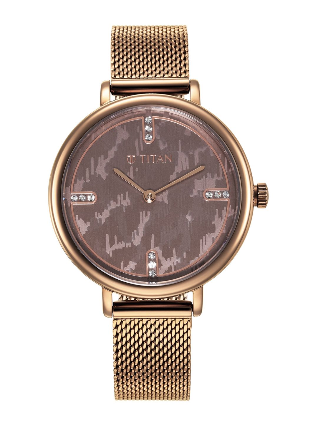 Titan Women Brown Dial & Brown Stainless Steel Bracelet Style Straps Analogue Watch 95175QM01 Price in India