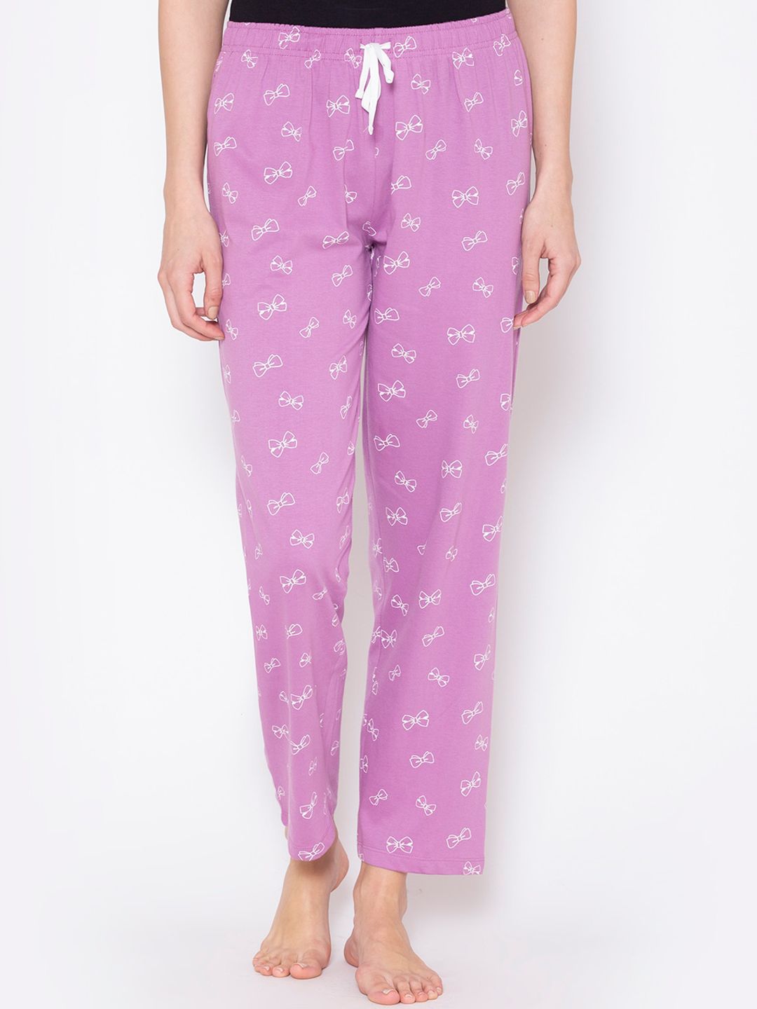 Lounge Dreams Women Purple Printed Pure Cotton Lounge Pants Price in India