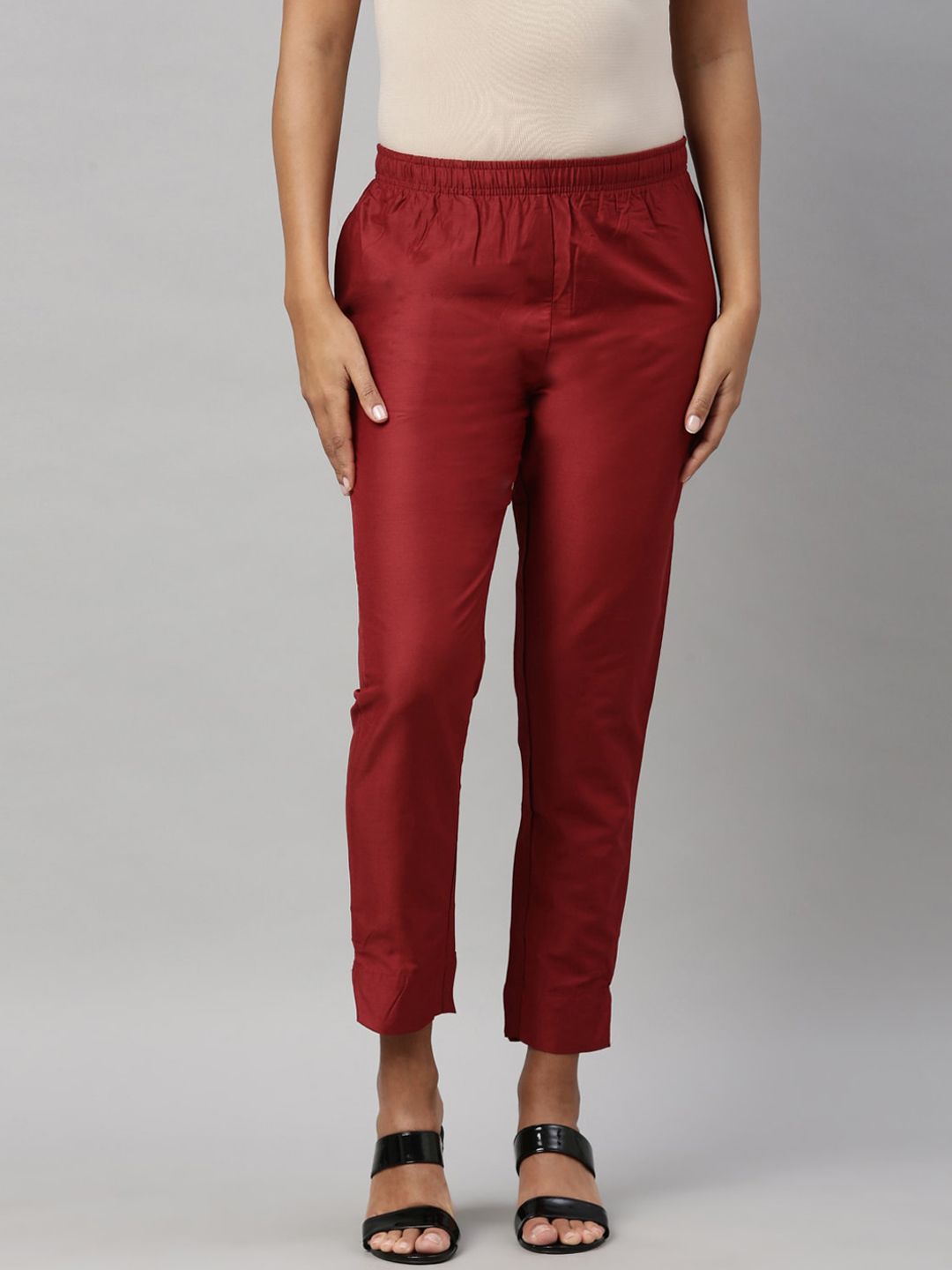 Go Colors Women Maroon Trousers Price in India