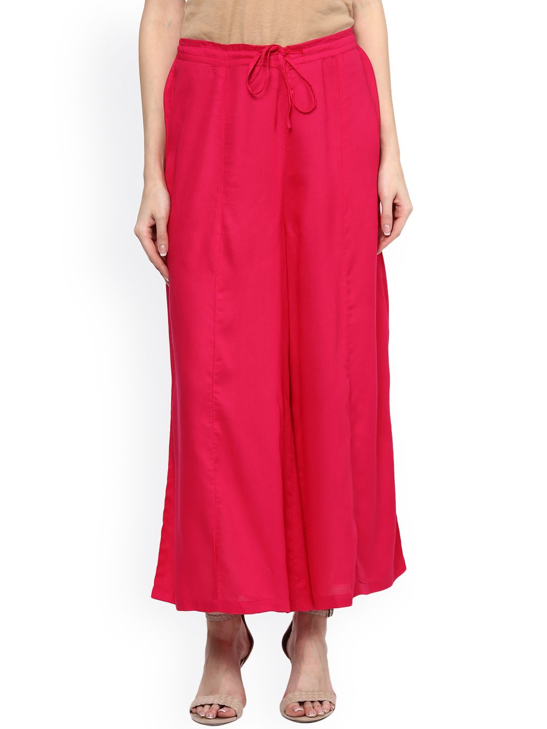 Ayaany Women Pink Relaxed Fit Palazzo Trousers Price in India