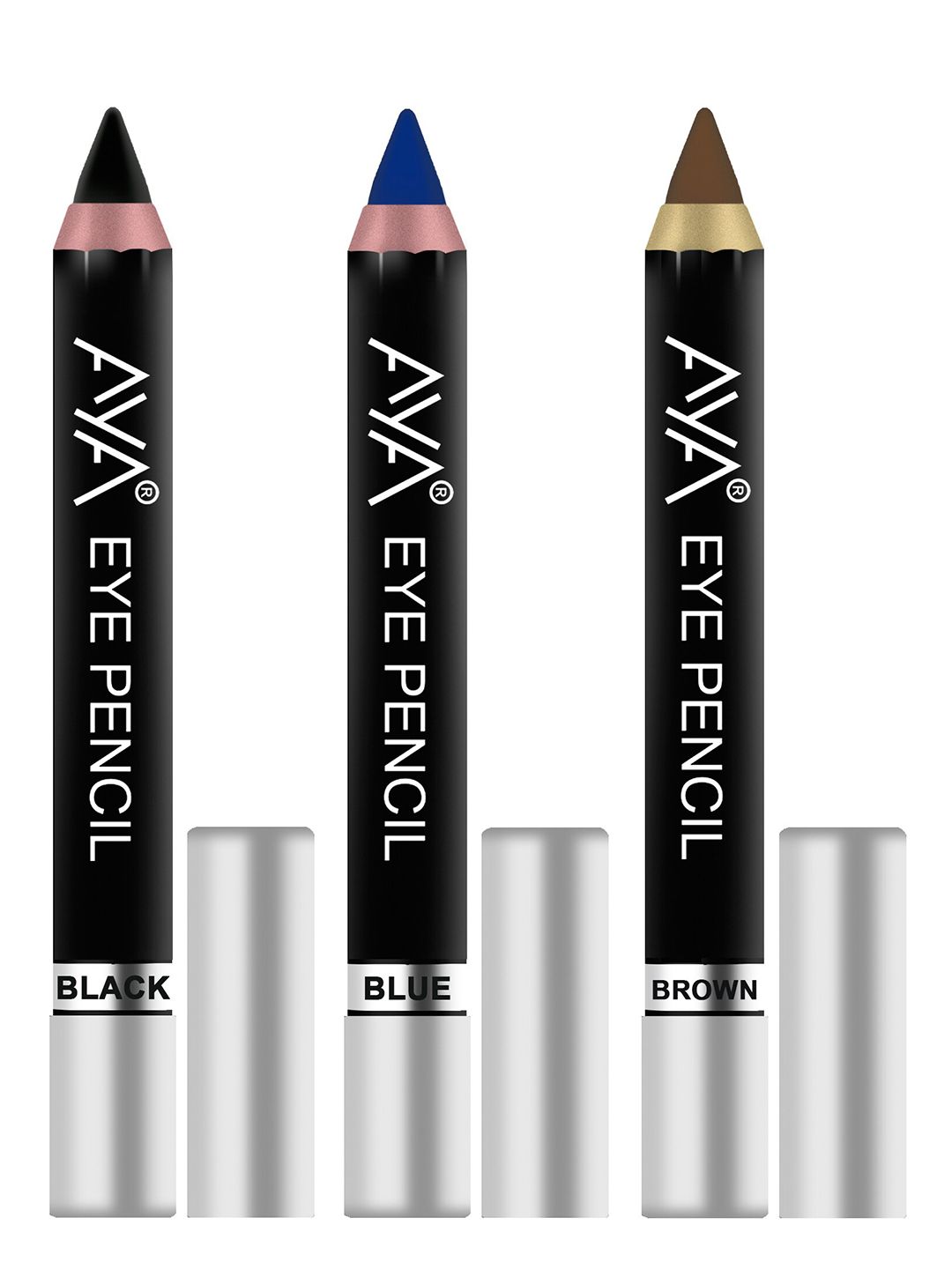 AYA Set of 3 Eye Liner Kajal Pencils in Black, Blue & Brown Price in India