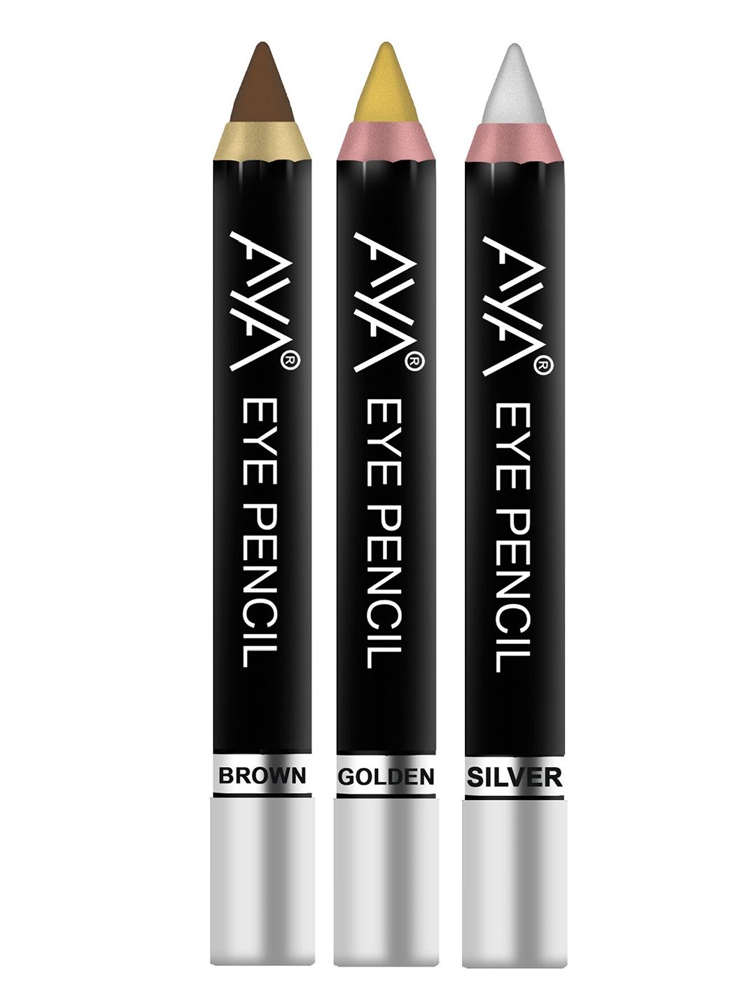 AYA Set of 3 Eye Liner Kajal Pencils in Golden, Silver, Brown Price in India