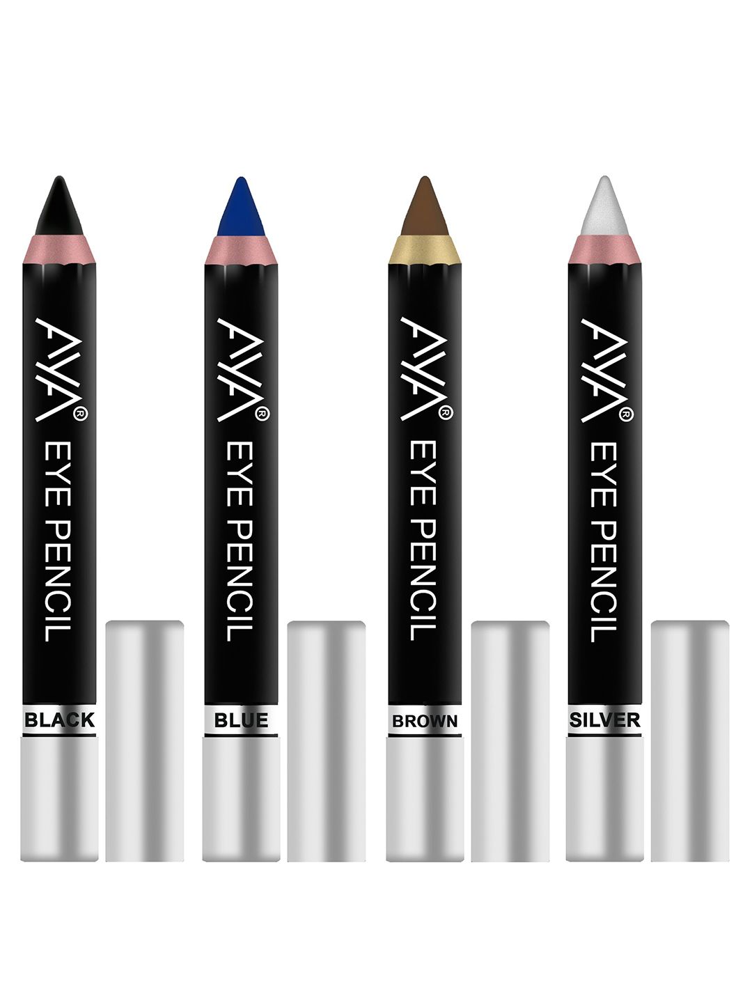 AYA Set of 4 Eye Liner Kajal Pencils in Black, Blue, Brown, Silver Price in India