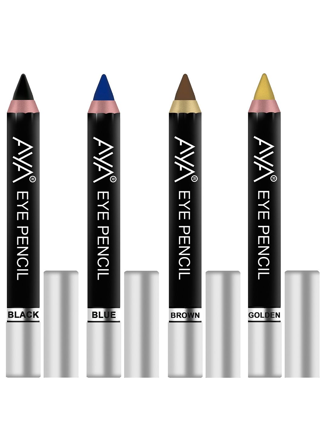 AYA Set of 4 Eye Liner Kajal Pencils in Black, Blue, Brown, Golden Price in India