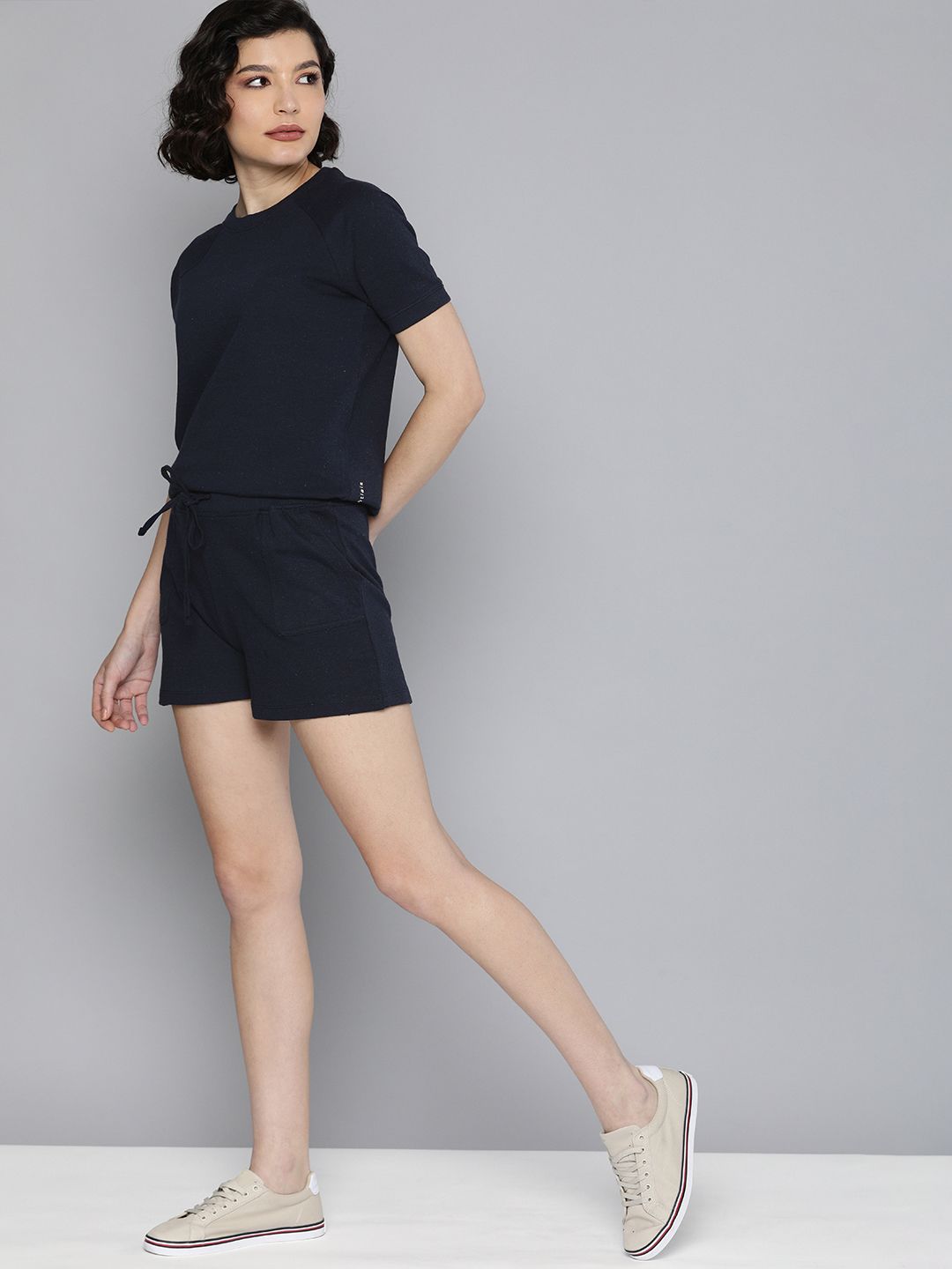 Harvard Women Navy Blue Solid Co-Ord Set