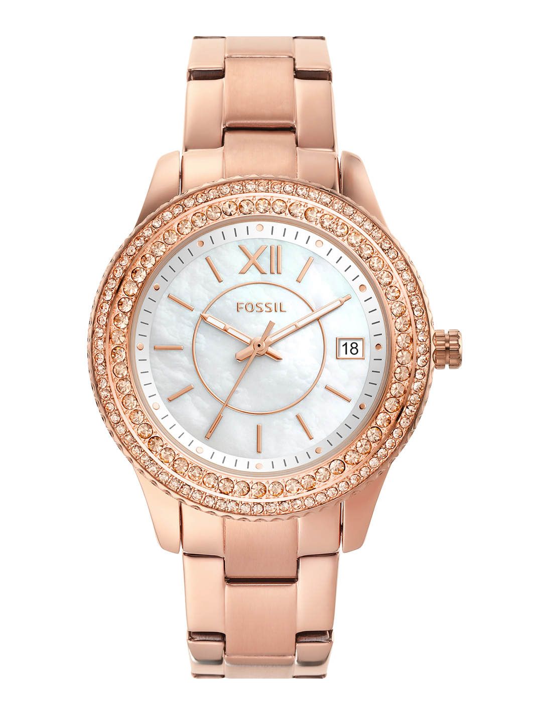 Fossil Women Off-White Embellished Analogue Watch ES5131 Price in India