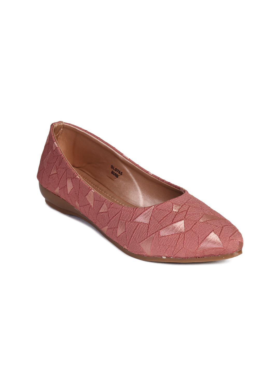 Ajanta Women Pink Textured Ballerinas Flats