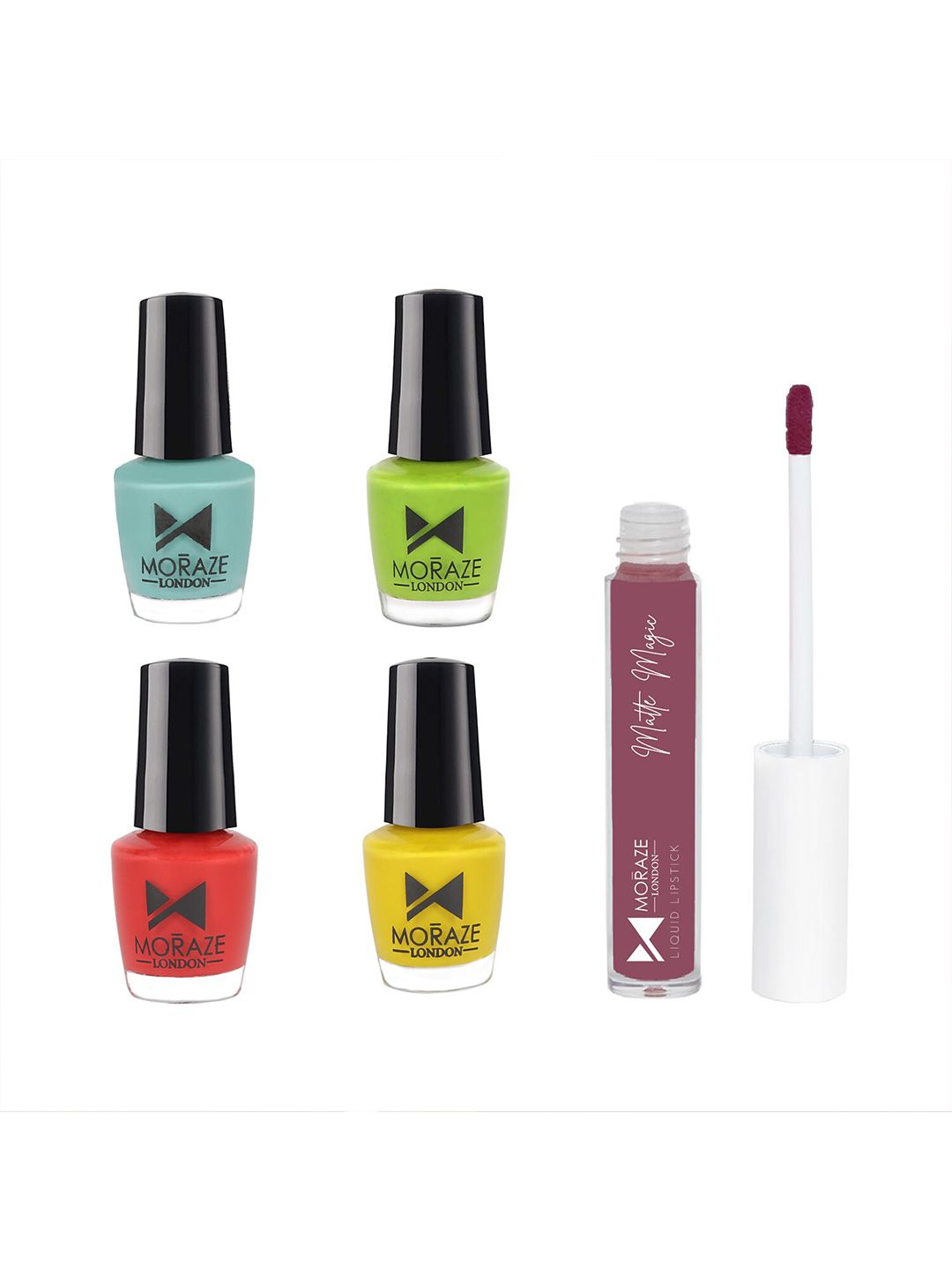 Moraze Set of 1 Matte Magic Liquid Lipstick - Pinky Promise & 4 Nail Polishes Price in India