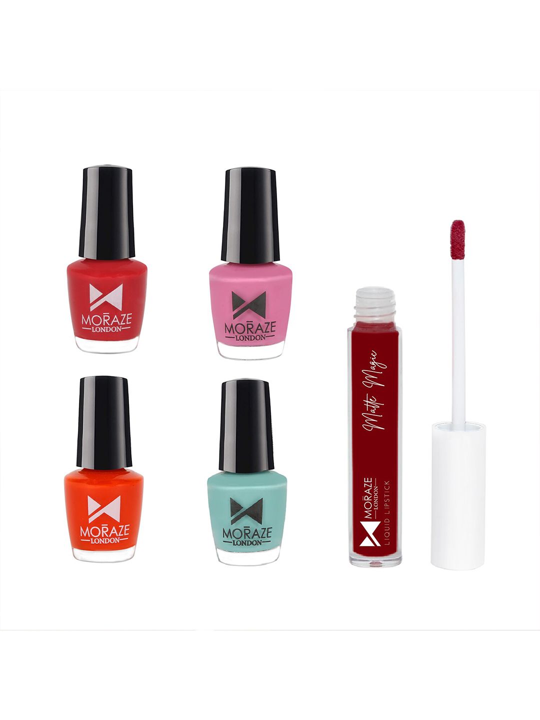 Moraze Set of 1 Matte Magic Liquid Lipstick - Angel Face & 4 Nail Polishes Price in India