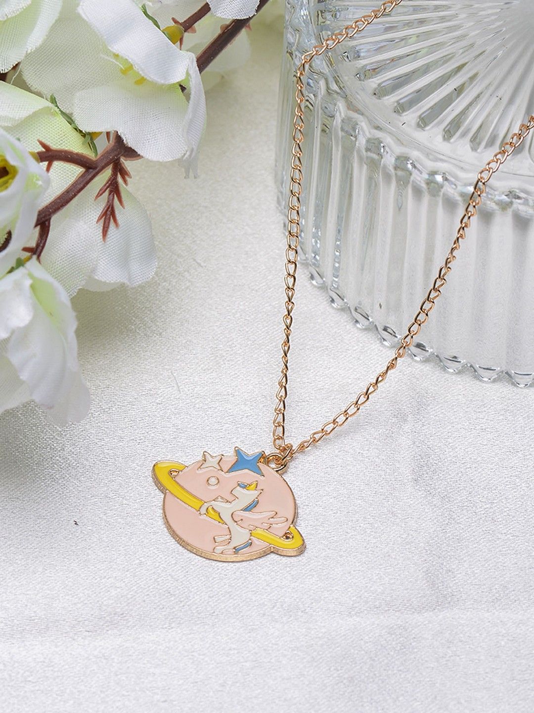 POPLINS Pink & Blue Unicorn Pendant Chain Price in India