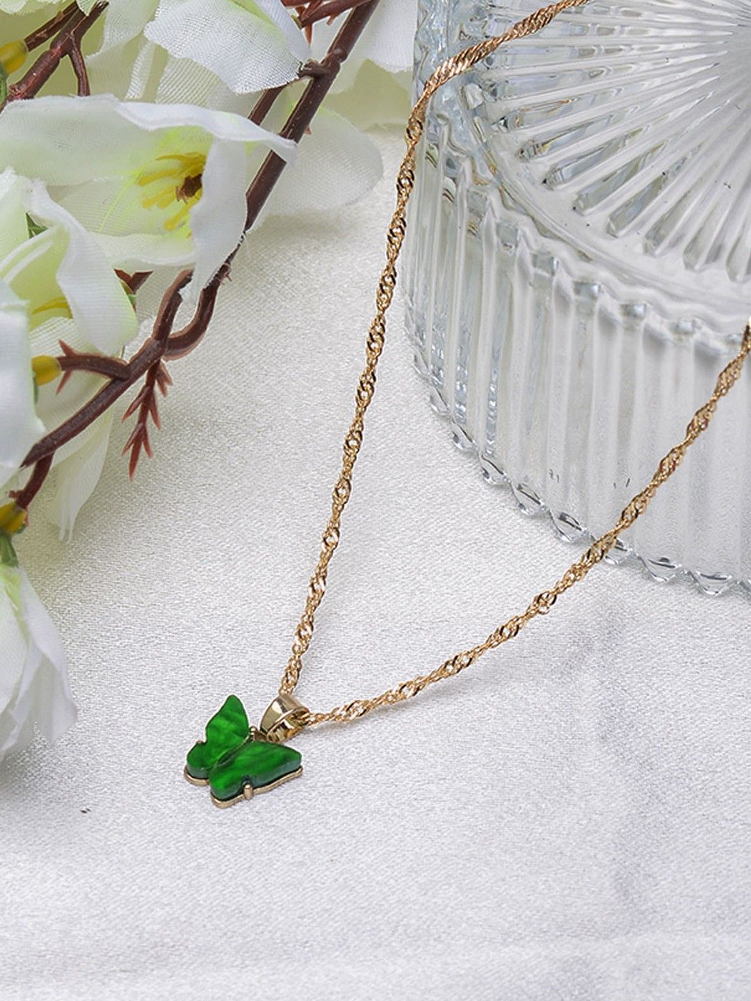 POPLINS Green & Gold-Toned Butterfly Chain Price in India