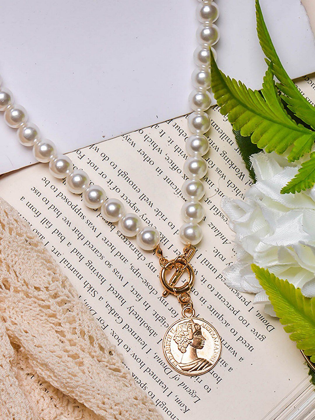 POPLINS White & Gold-Toned Pearl Chain Price in India