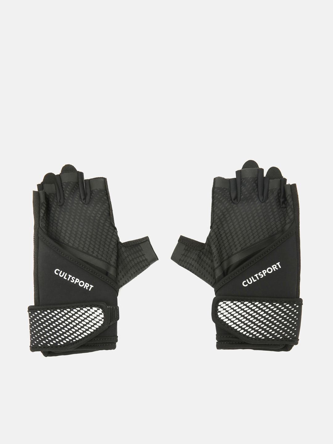 Cultsport Black & White Printed Training Workout Gloves Price in India