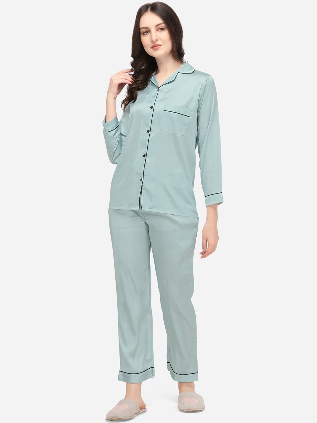 House of JAMMIES Women Blue Solid Night suit Price in India