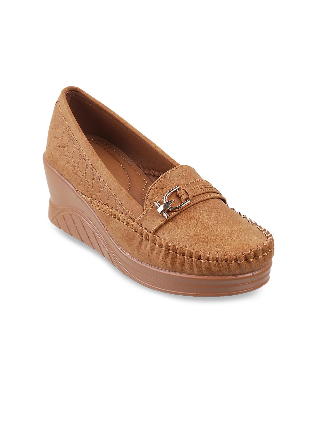 Metro Tan Wedge Pumps with Buckles Price in India