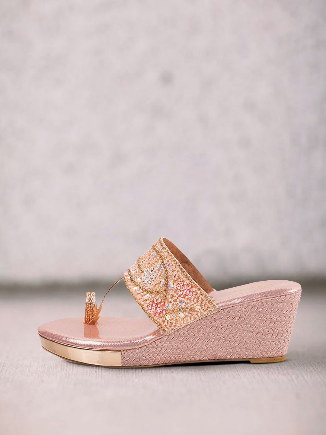 Metro Gold-Toned Ethnic Wedge Heels Price in India