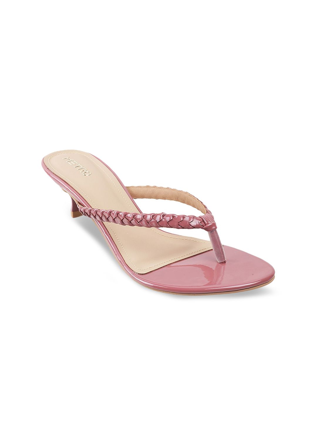 Metro Peach-Coloured & Beige Kitten Sandals Price in India