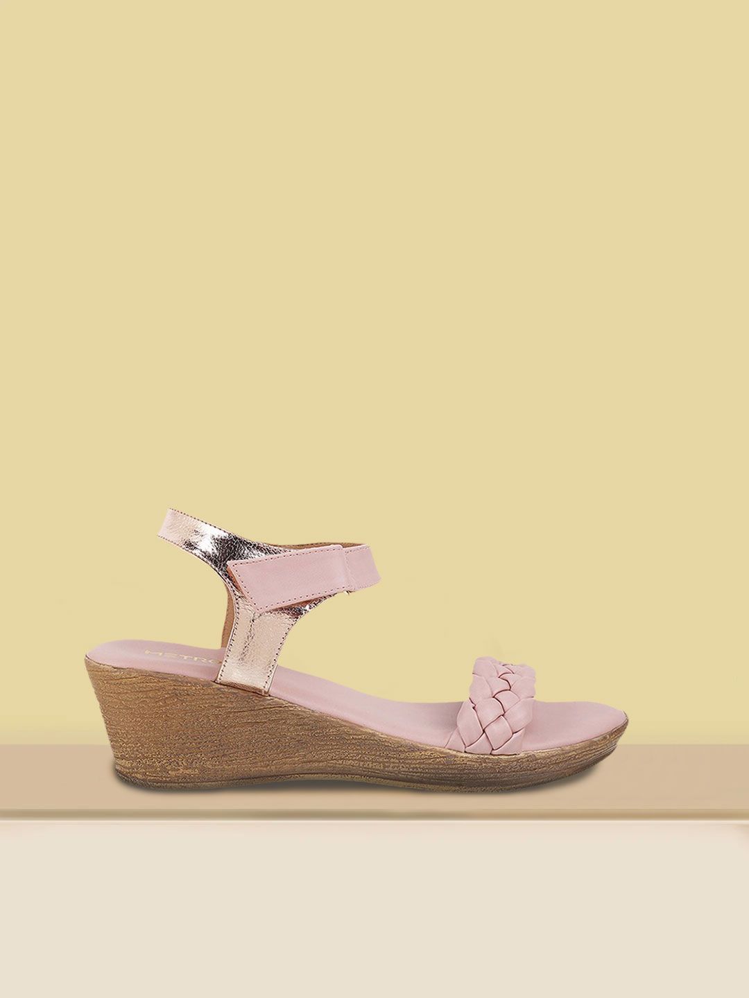 Metro Peach-Coloured Wedge Heels Price in India