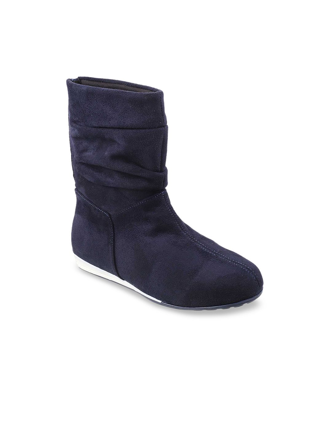 Metro Women Blue High-Top Flat Boots Price in India