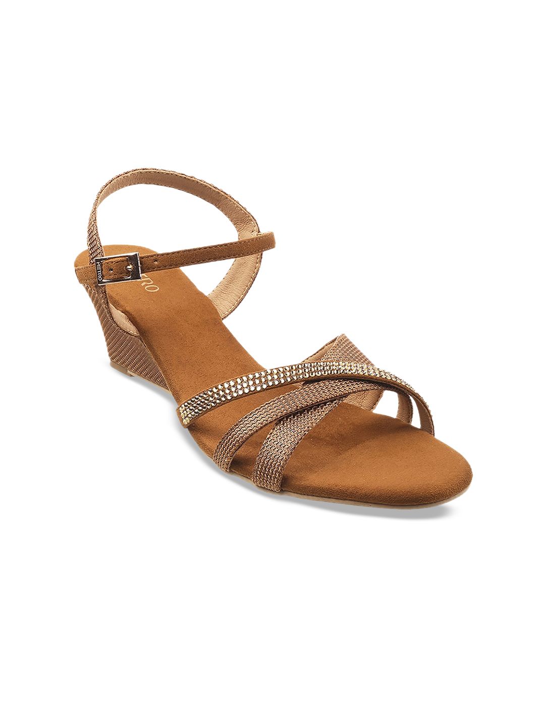 Metro Gold-Toned Embellished Wedge Sandals Price in India