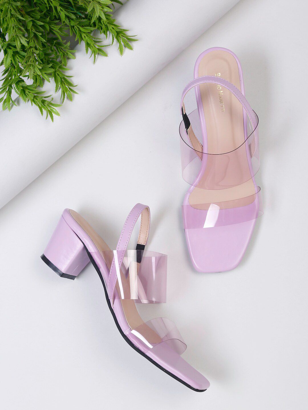 Bruno Manetti Purple PU Block Sandals Price in India