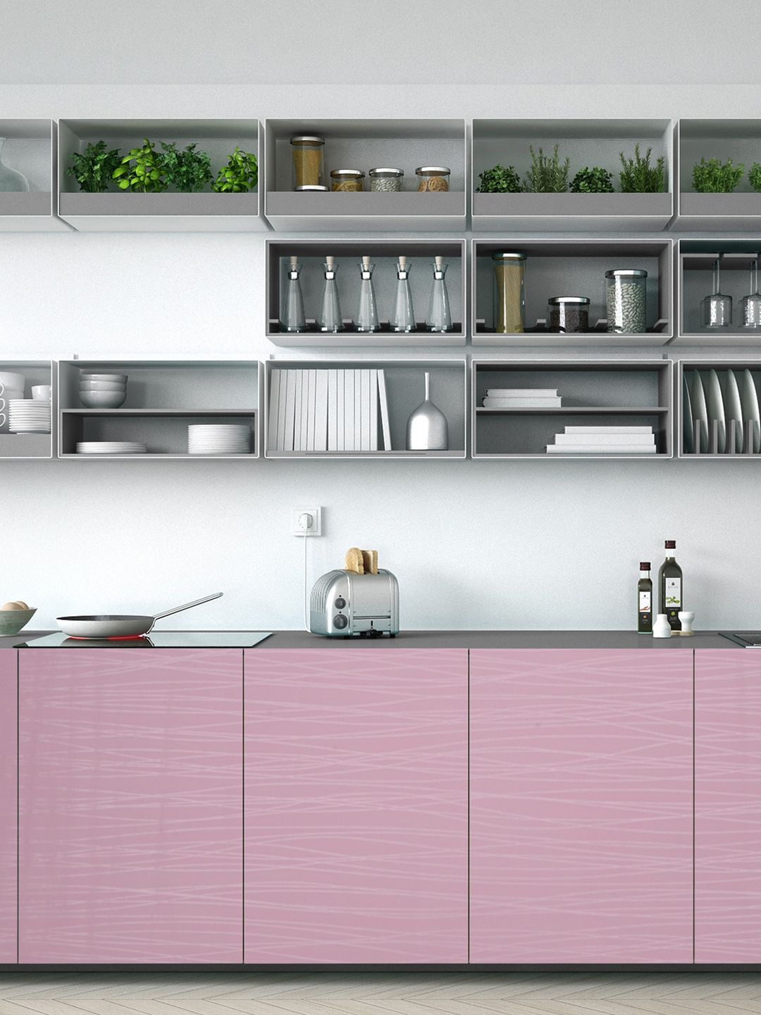 Ispace Pink Printed Self Adhesive Dust Proof Print Kitchen Wallpaper Price in India