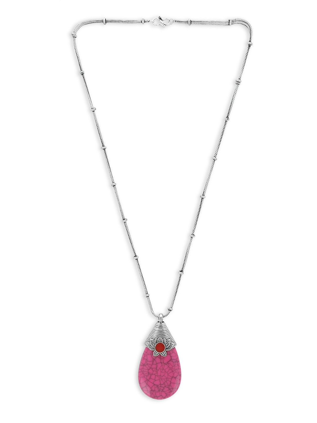 EL REGALO Pink & Silver-Toned Necklace Price in India