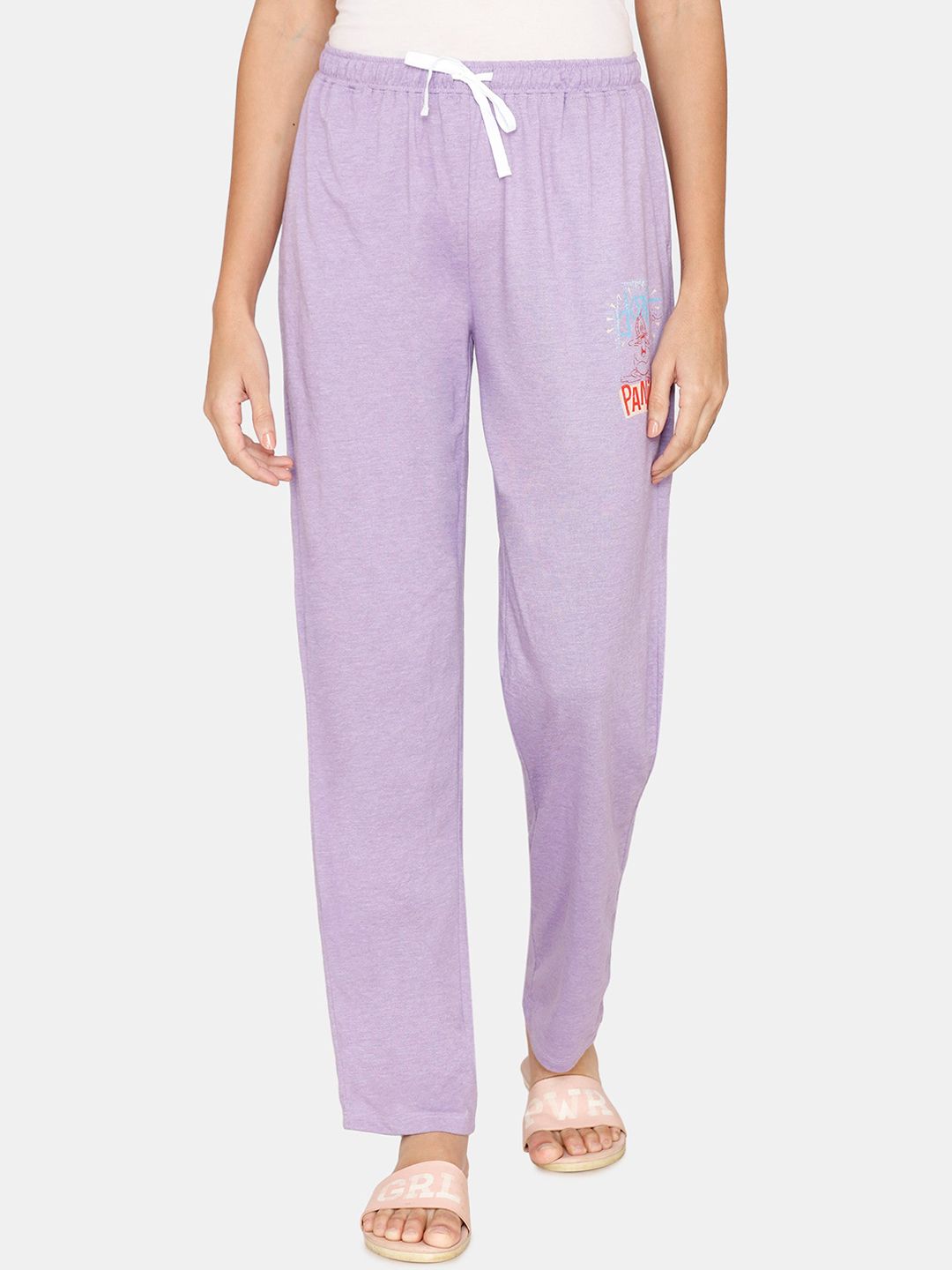 Zivame Women Purple Solid Looney Tunes Detail Lounge Pants Price in India