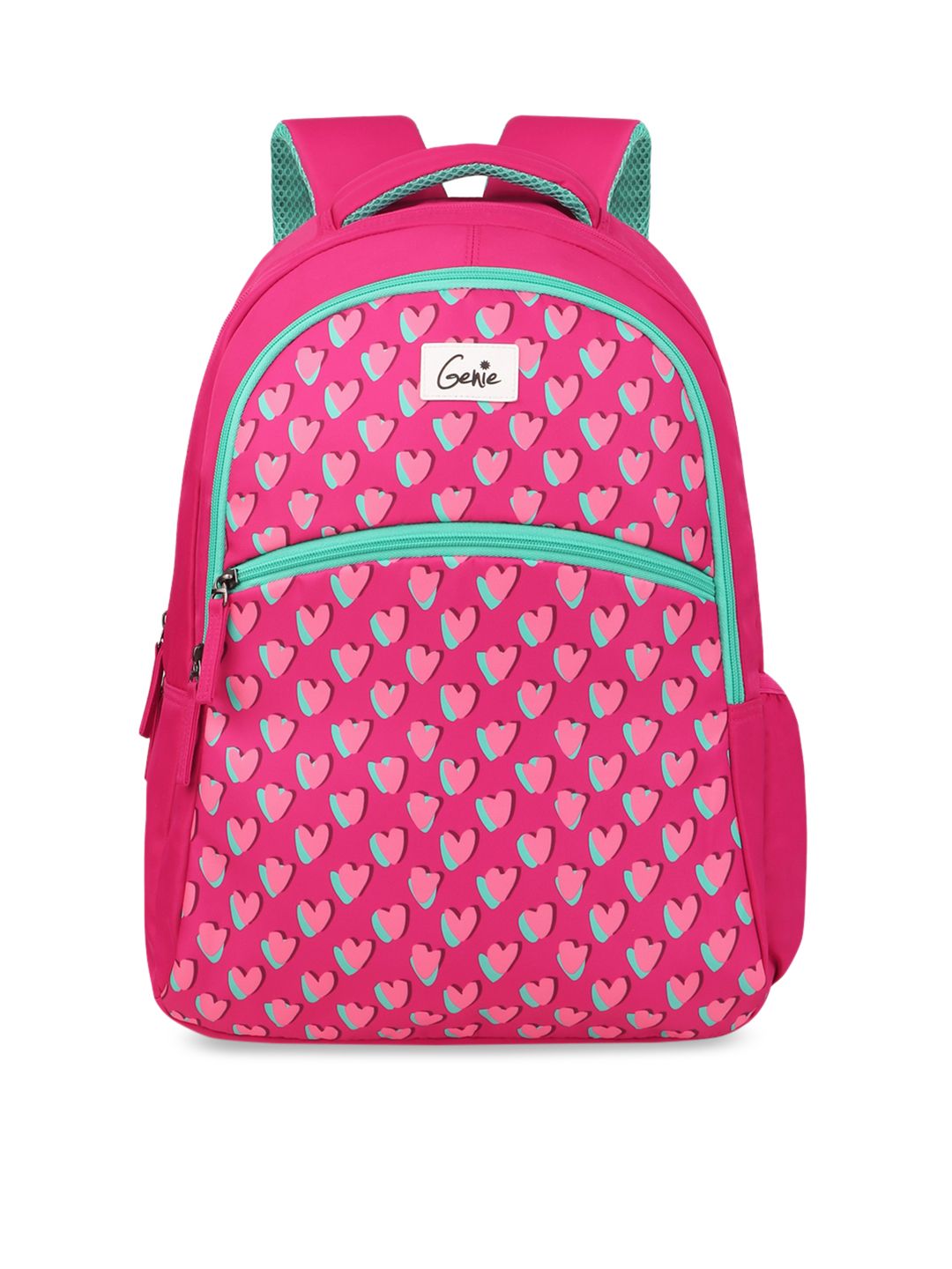 Genie Women Pink & Blue Graphic Backpack Price in India