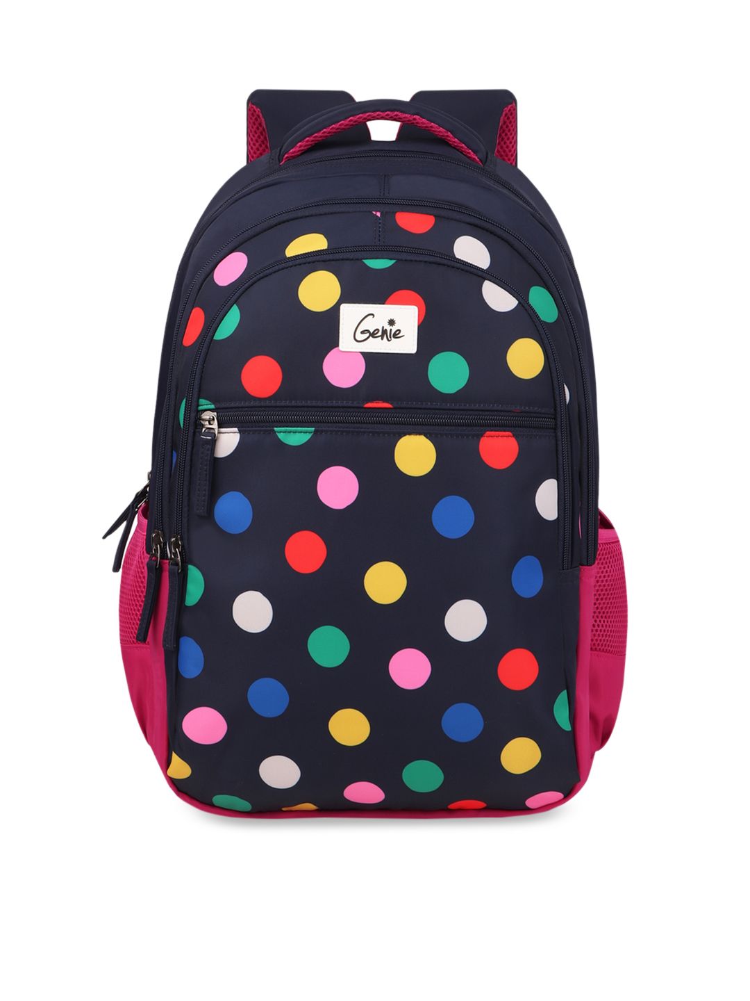 Genie Women Navy Blue & Pink Geometric Backpack Price in India