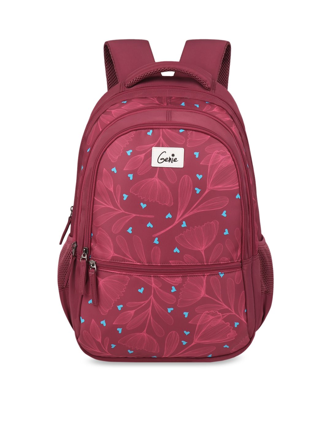 Genie Women Pink & Blue Graphic Backpack Price in India