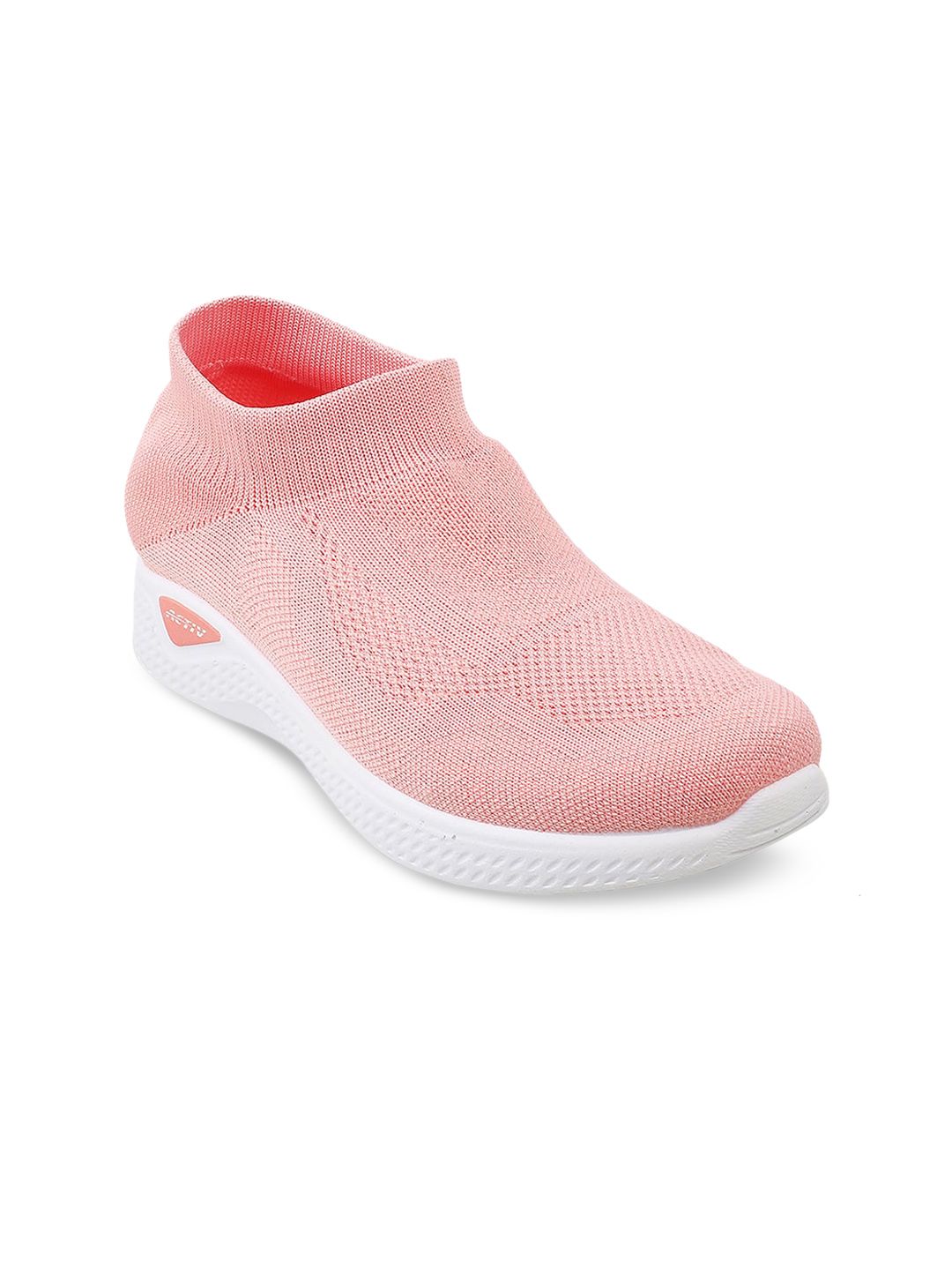 WALKWAY by Metro Women Peach-Coloured Woven Design Slip-On Sneakers Price in India