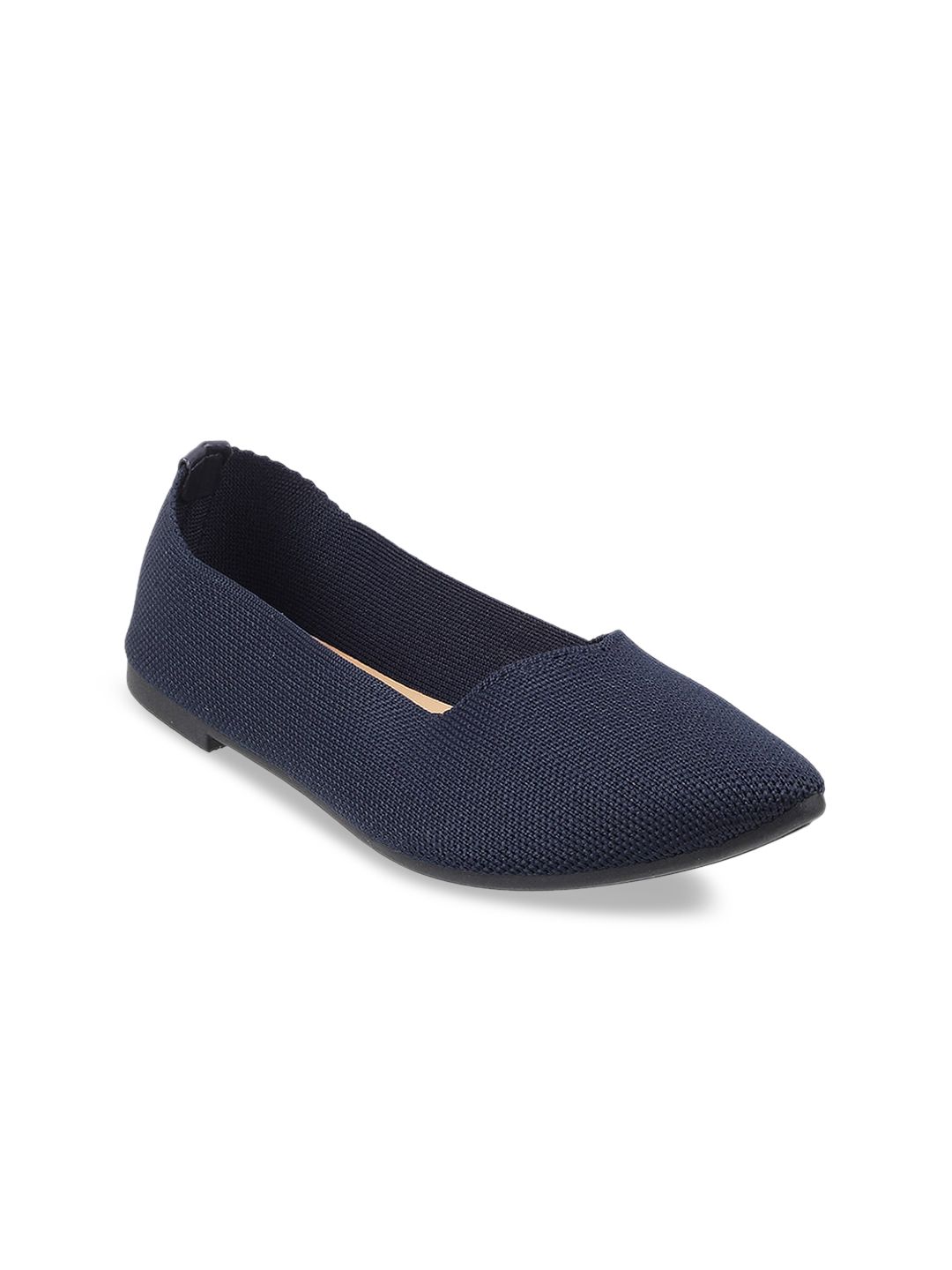 Mochi Women Blue Woven Design Ballerinas