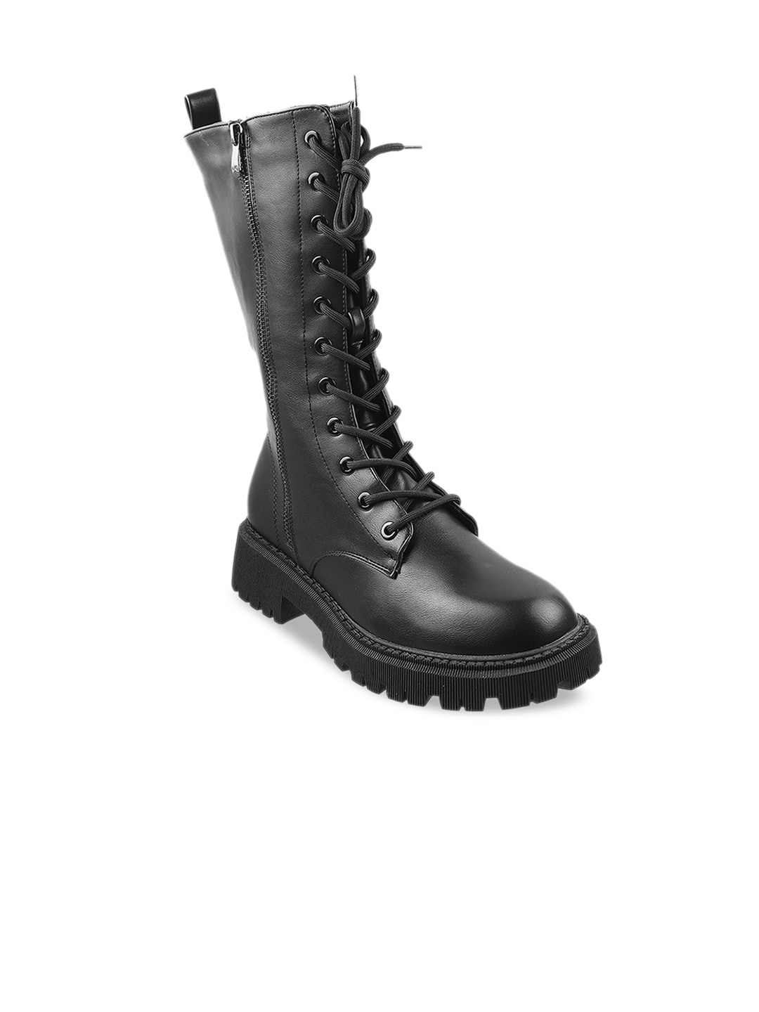 Mochi Black Block Heeled Boots Price in India