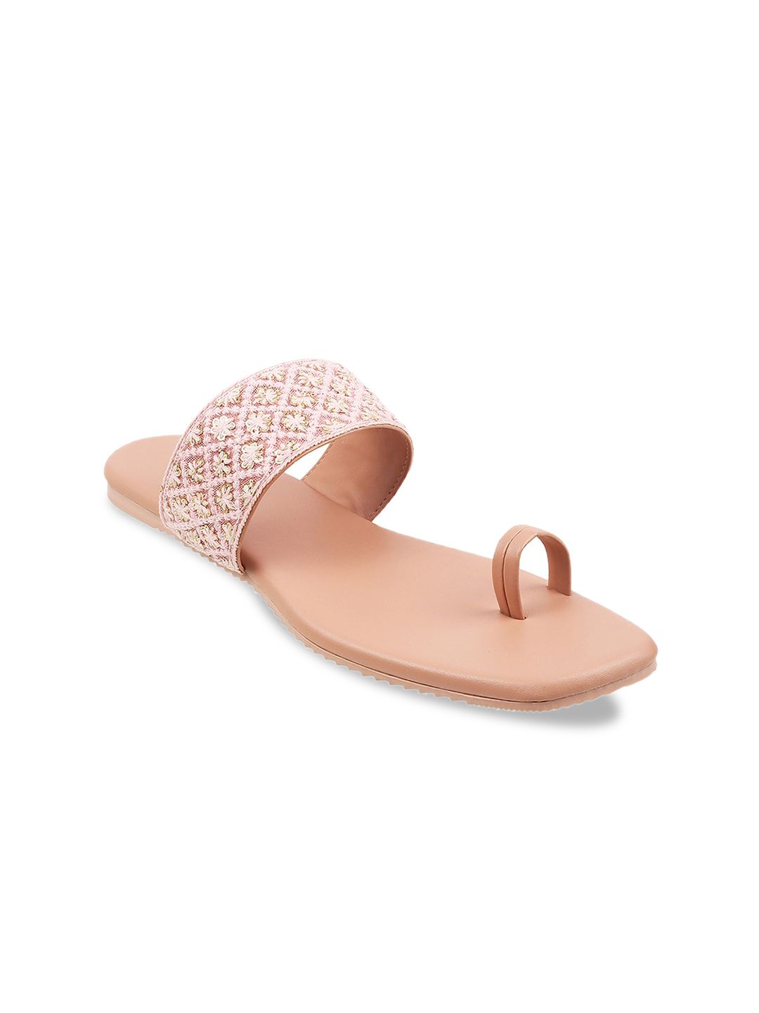 WALKWAY by Metro Women Peach Embellished One Toe Flats Price in India